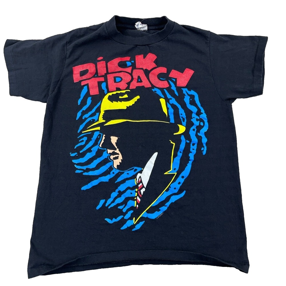 Vintage Dick Tracy Shirt Men Medium Black Tee Single Stitch 90s Disney Promo